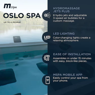 Oslo 6 - Person Square Inflatable Hot Tub – 120 Air Jets & Cover Included - Melillo EnterprisesHot TubsHot Tubs & SpasOutdoors
